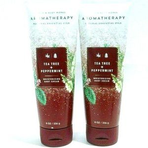 TEA TREE + PEPPERMINT Bath & Body Works Aromatherapy Moisturizing Body Cream x 2